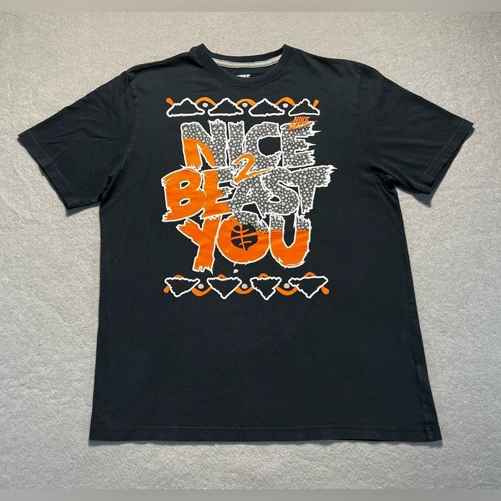 Nike “Nice 2 Beast You” Graphic T-Shirt Men’s XL Black Orange Embroidered